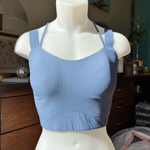 Oasis Blue Ribbed like a cloud Lululemon Longline Bra